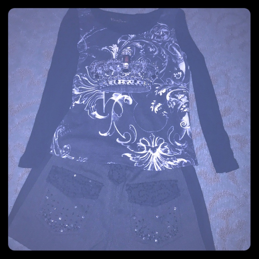 Black crown dress short set